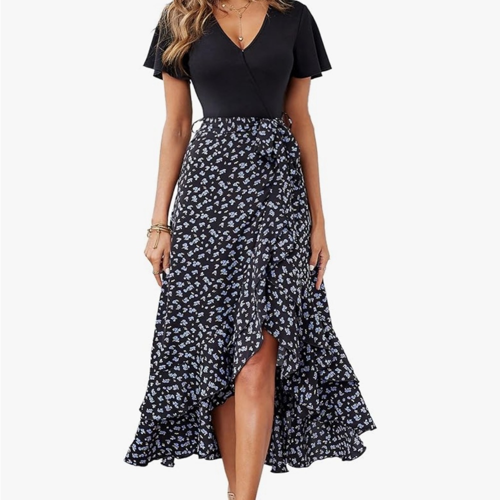 Elegant Black Floral Dress